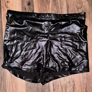 Glossy Black Women's Shorts